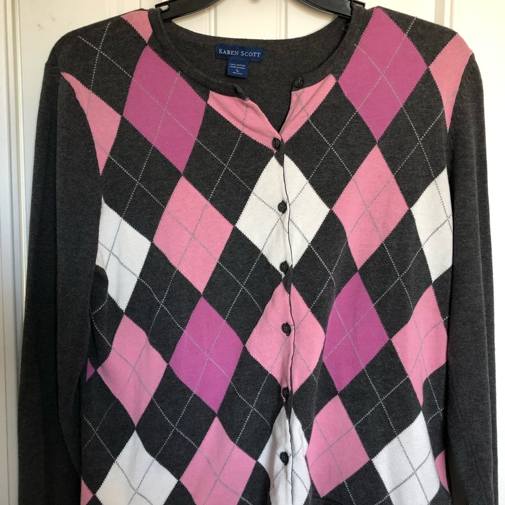 Button down argyle sweater
